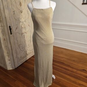Bari Jay Glittering Gold Evening Gown